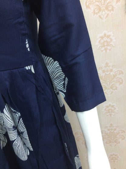 Cotton kurti set in navy blue