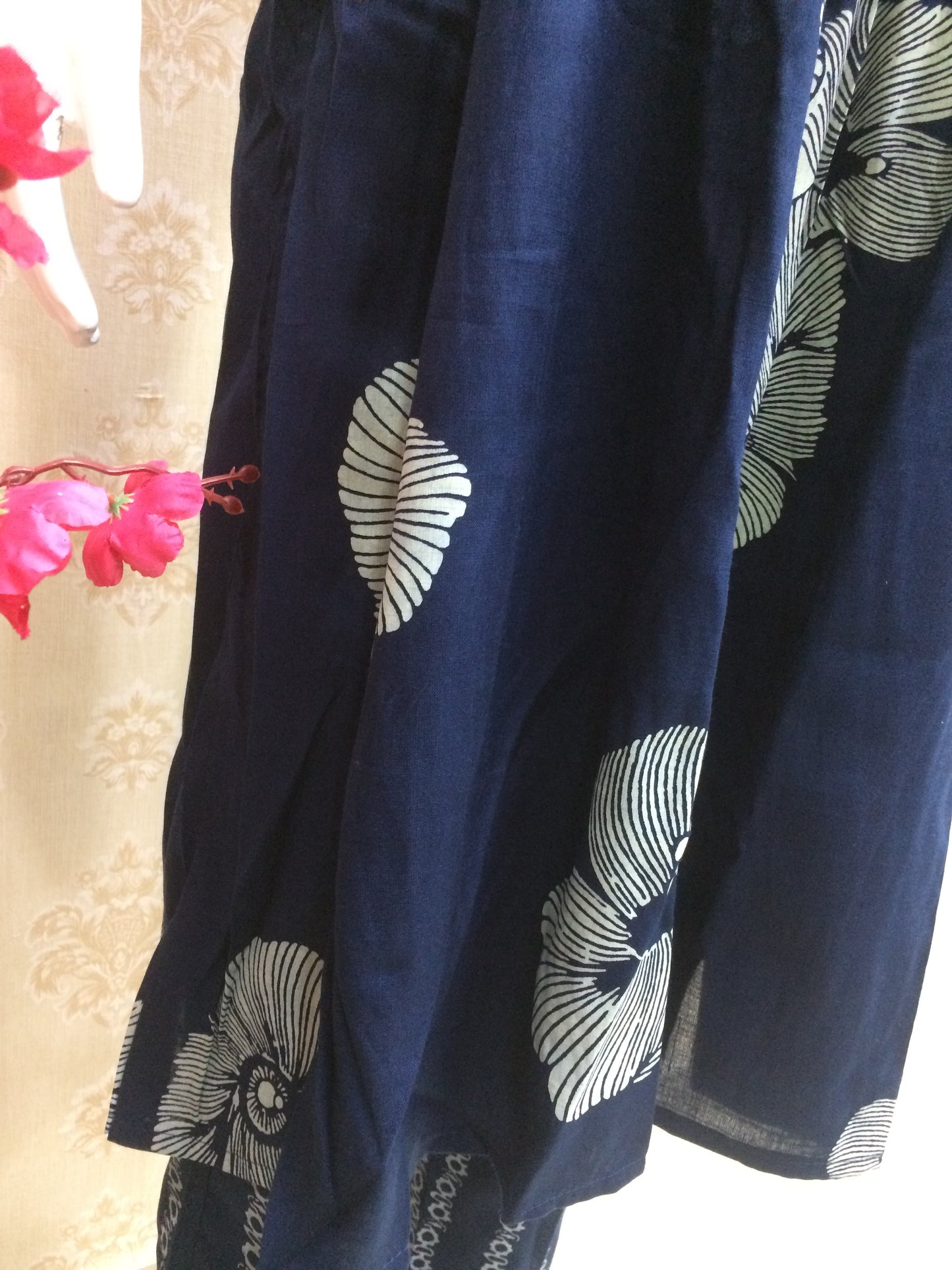 Cotton kurti set in navy blue