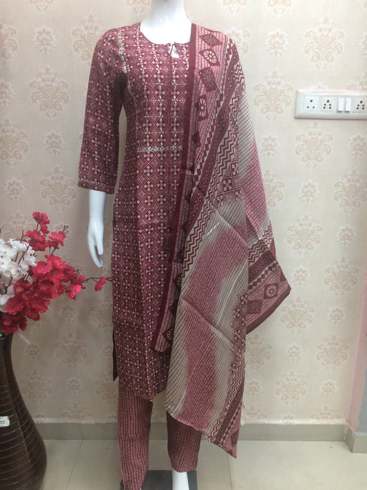 Jaipuri Maroon suit