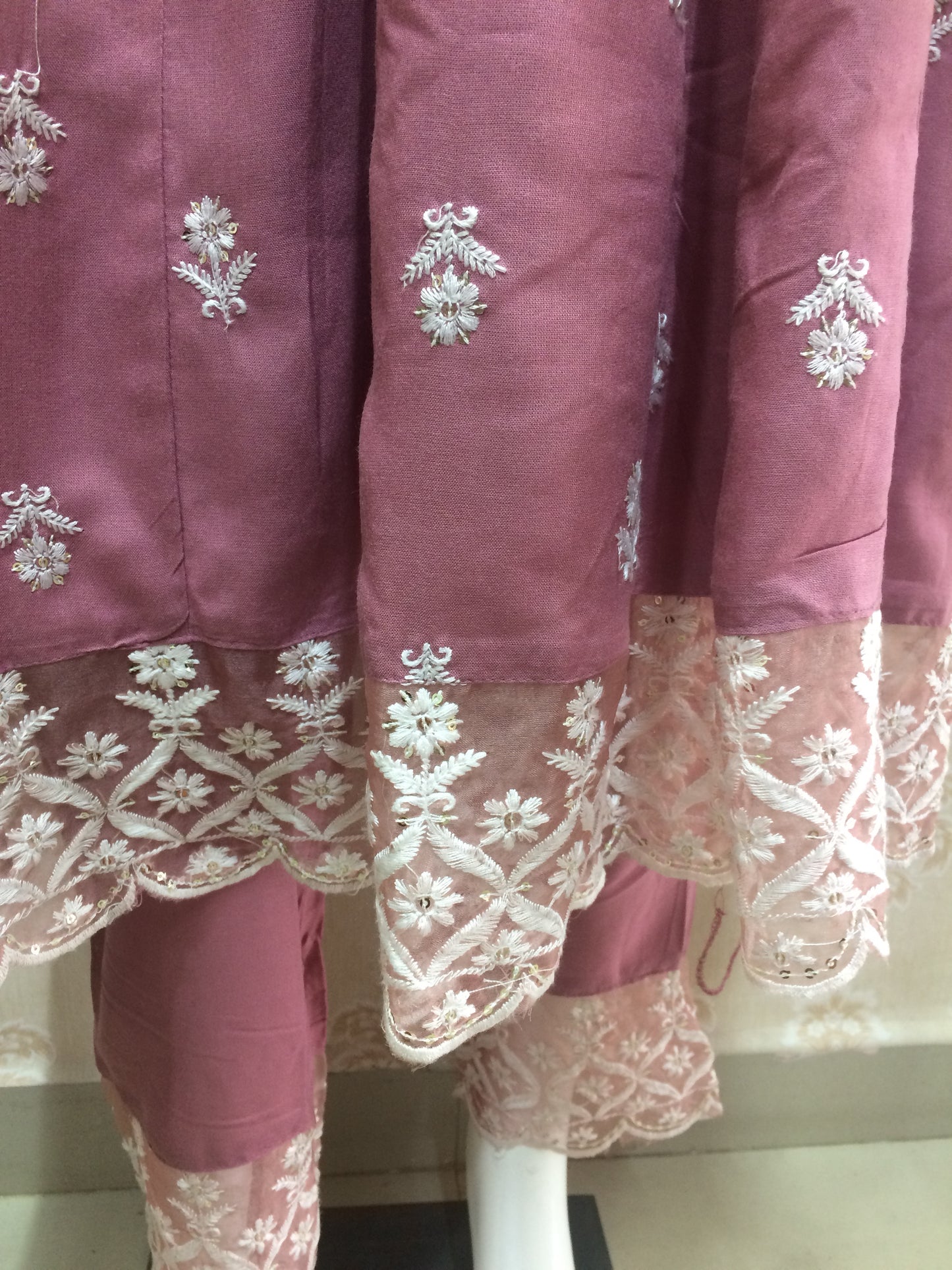 Pink Anarkali with organza dupatta