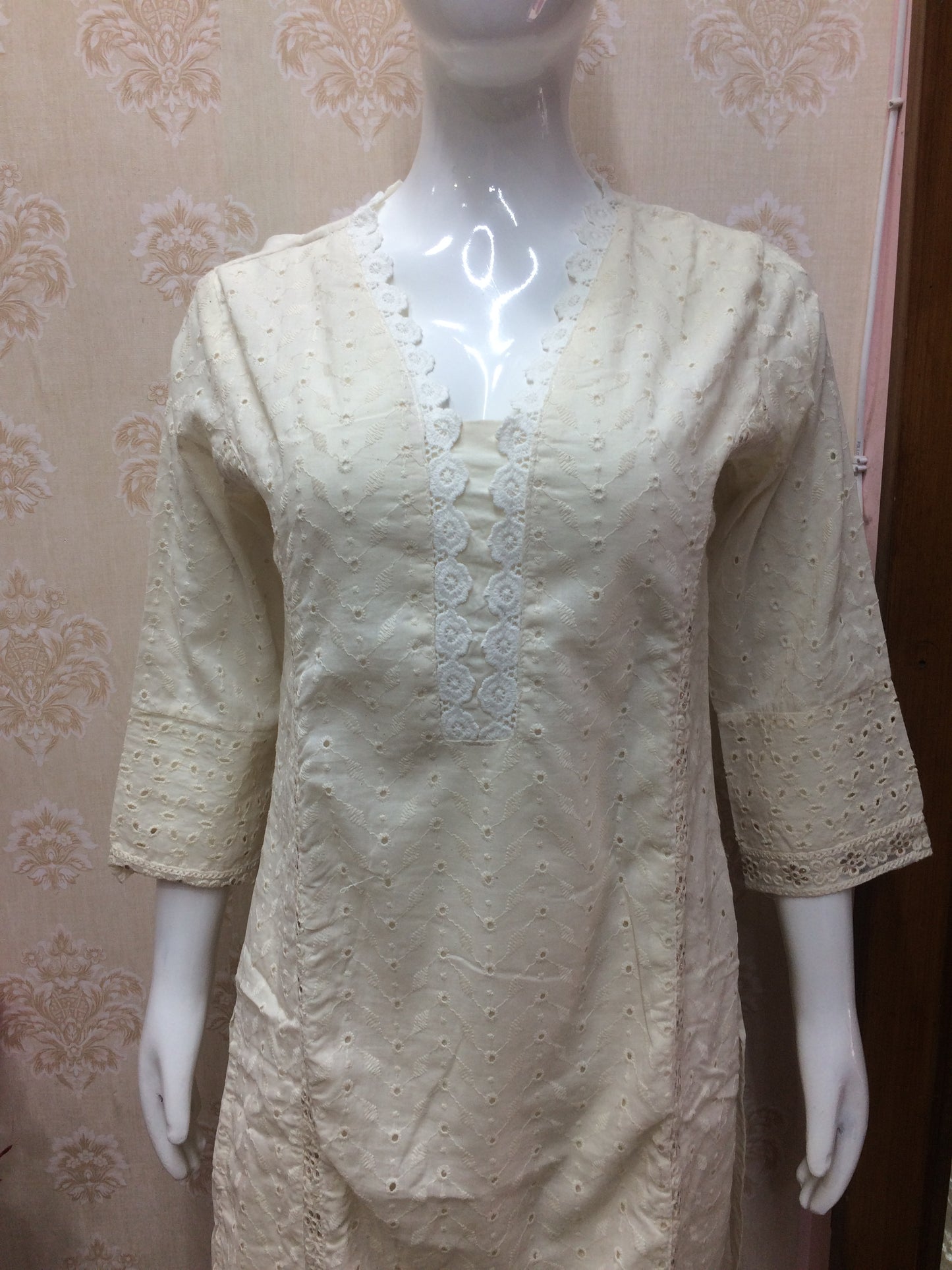 Chikenkari off white dress