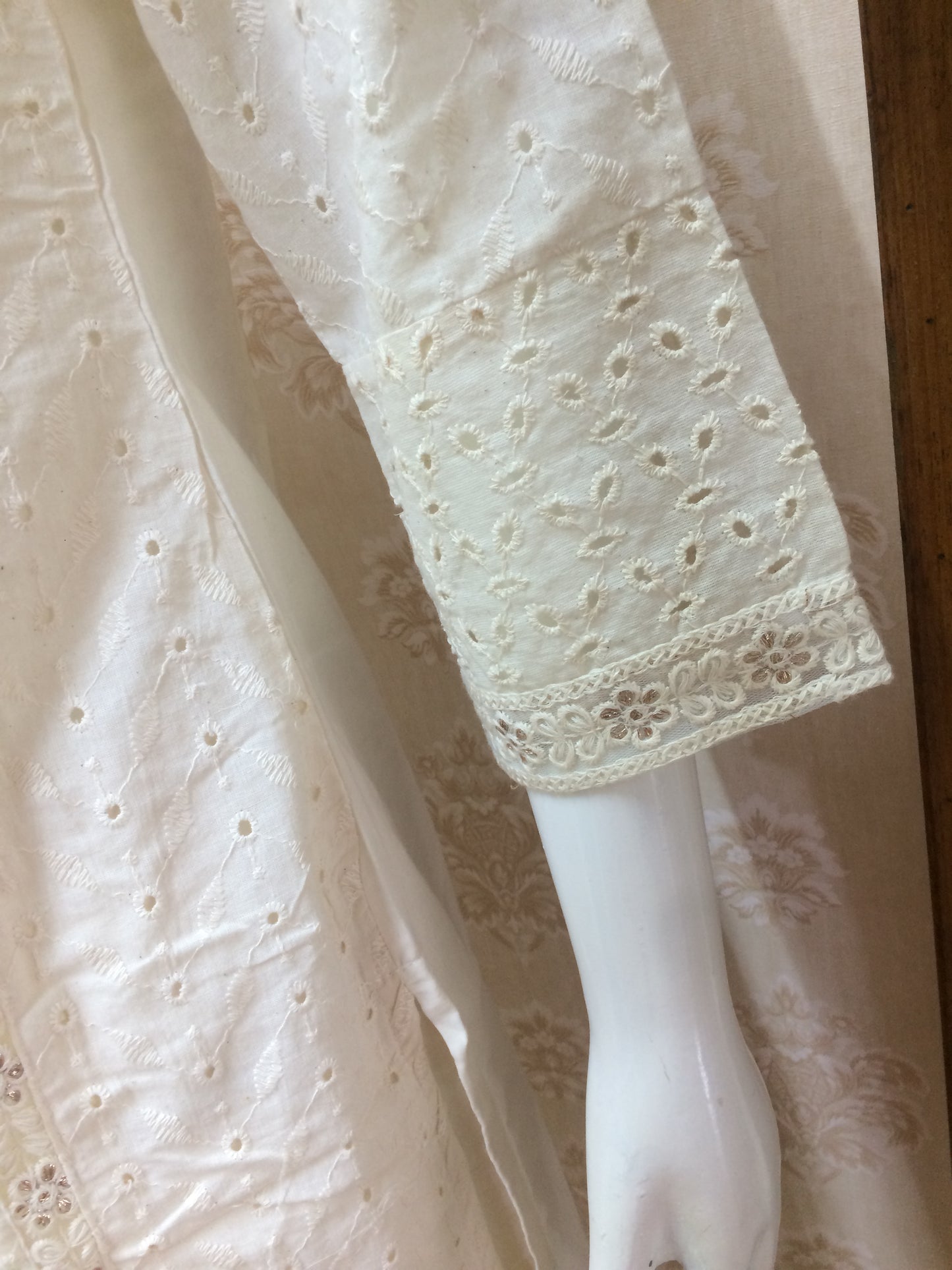 Chikenkari off white dress