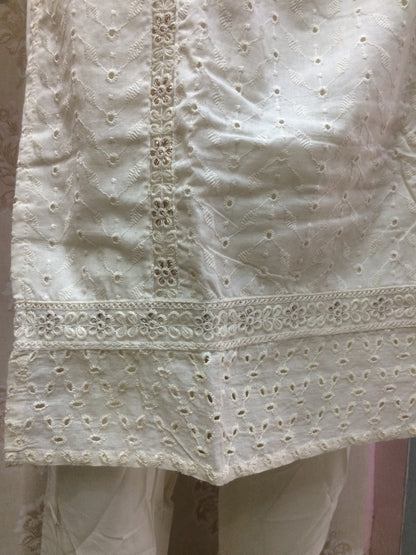 Chikenkari off white dress