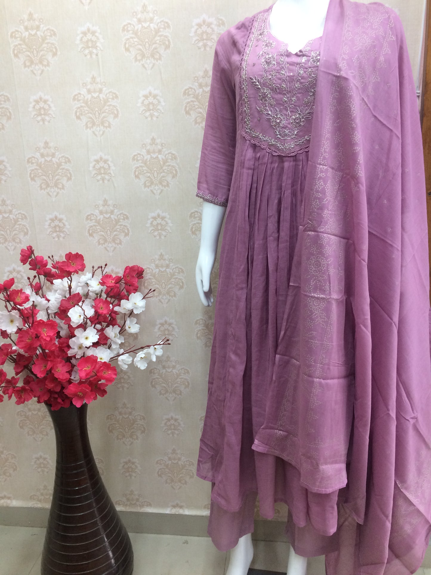Jaipuri dress - Neck work