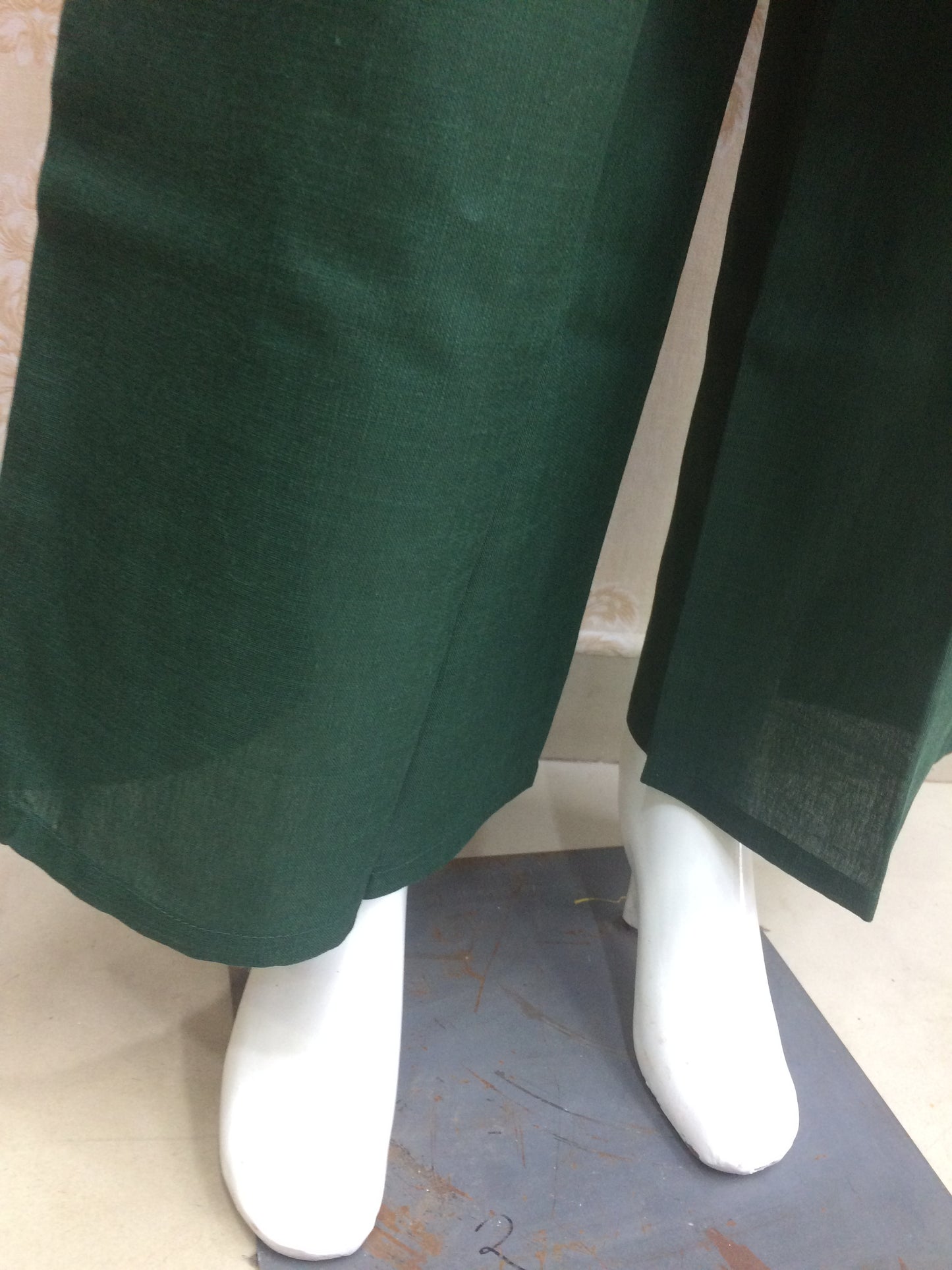 Dark Green Cotton Embroidered Kurta Set