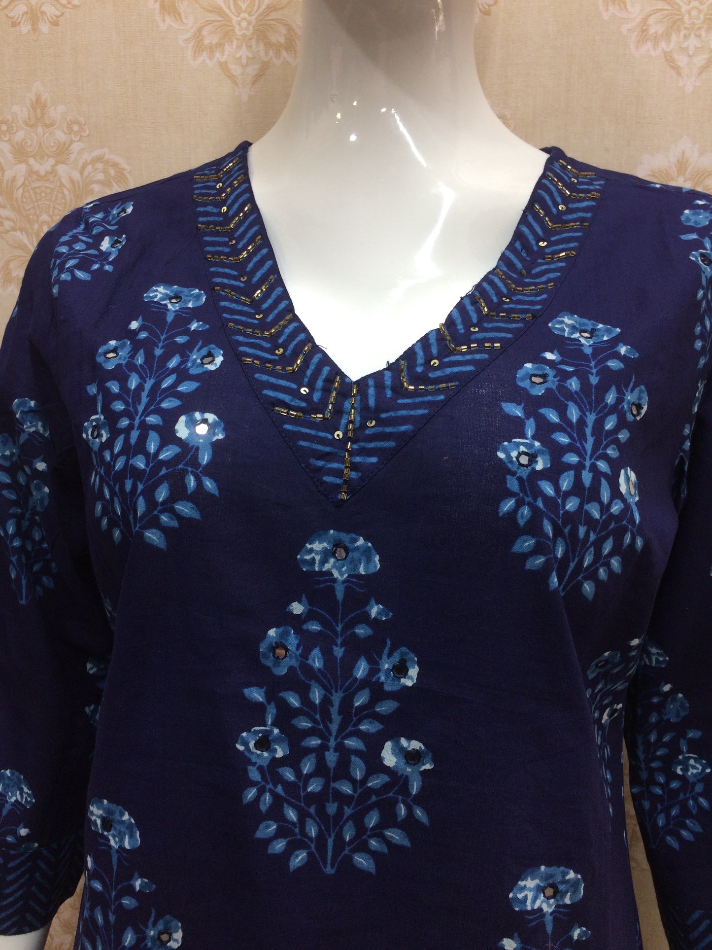 Blue Cotton Printed Suit Set with Dupatta