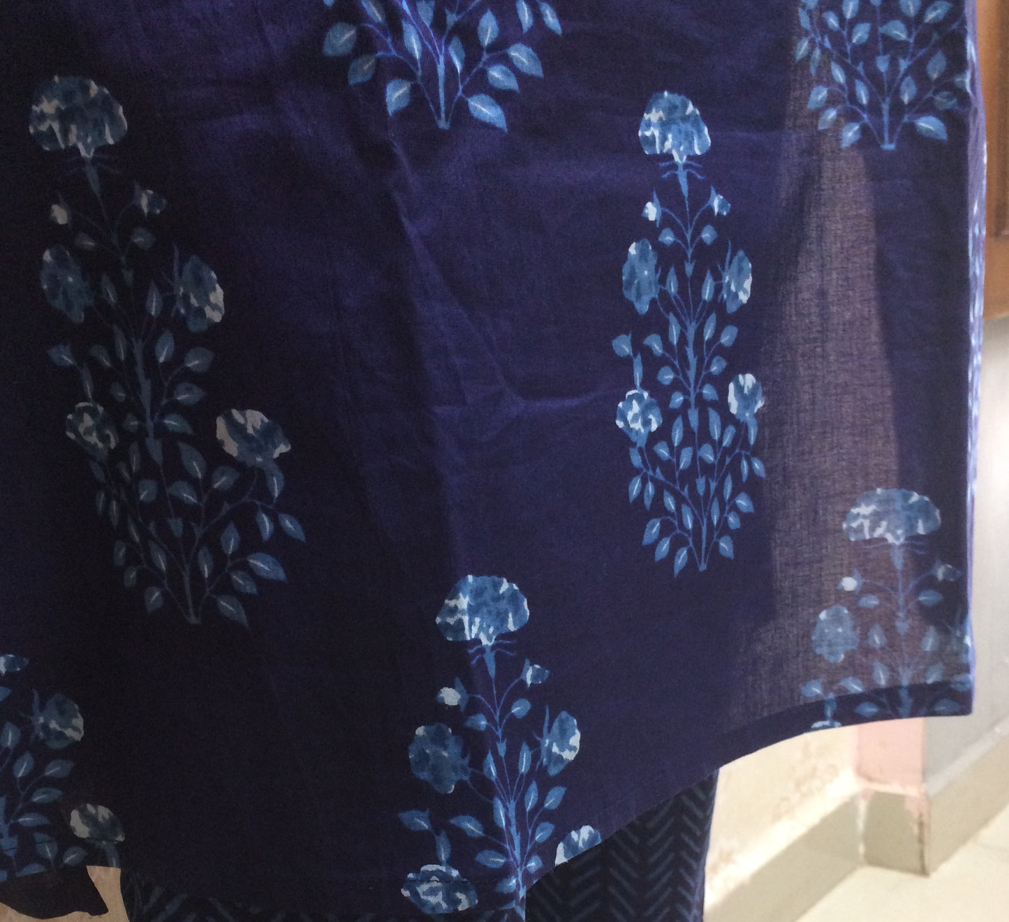 Blue Cotton Printed Suit Set with Dupatta
