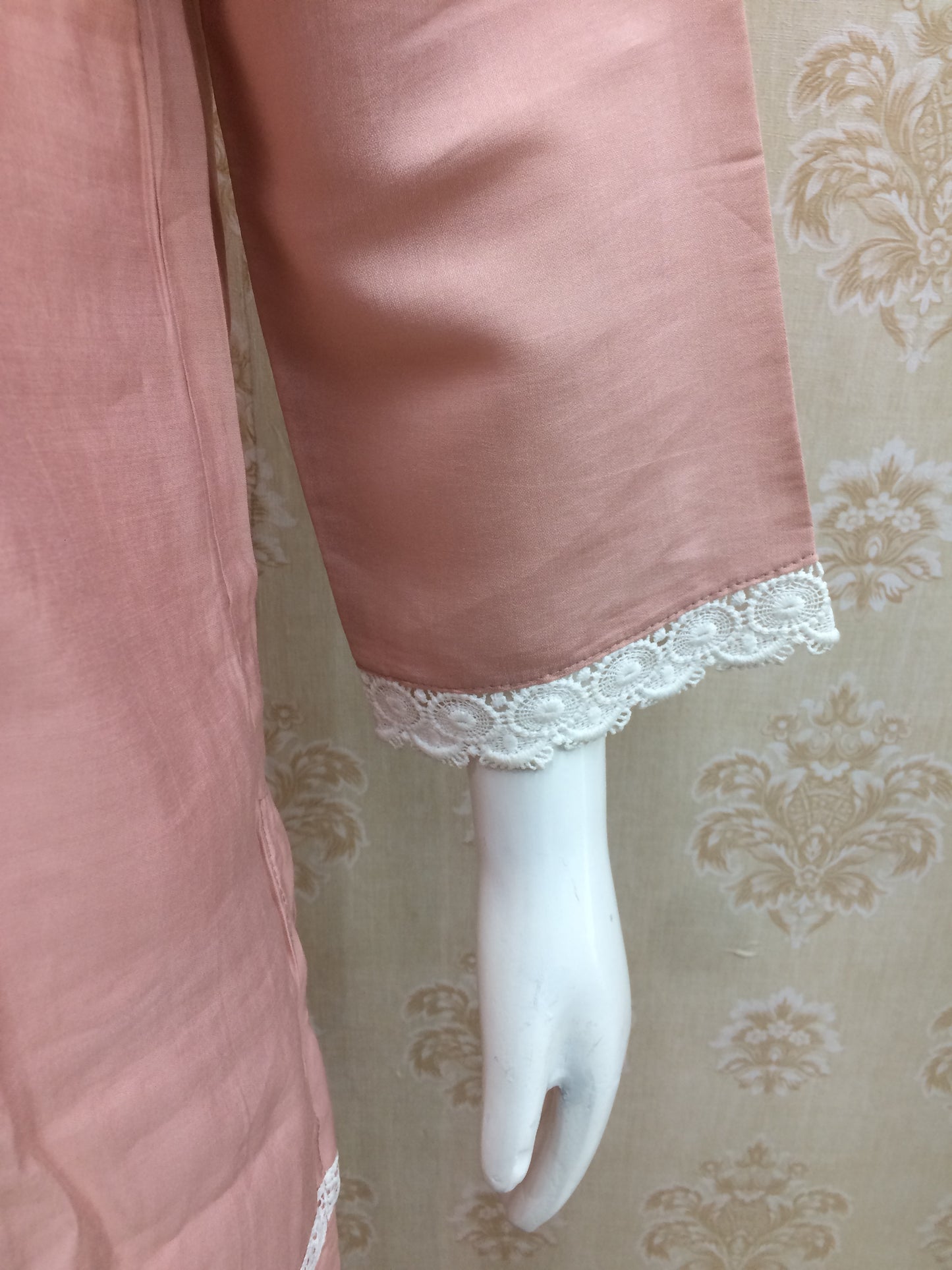 peach Cord Set with Moti Work