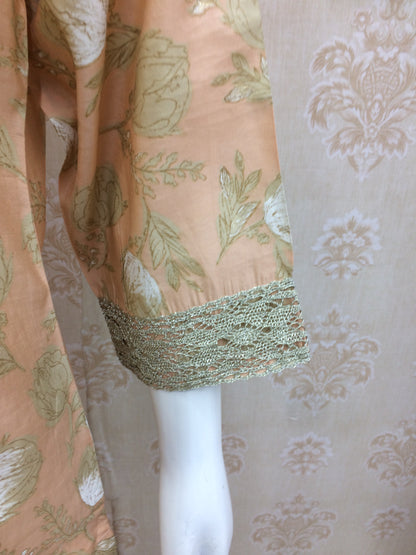 Silk blend embroidered suit set