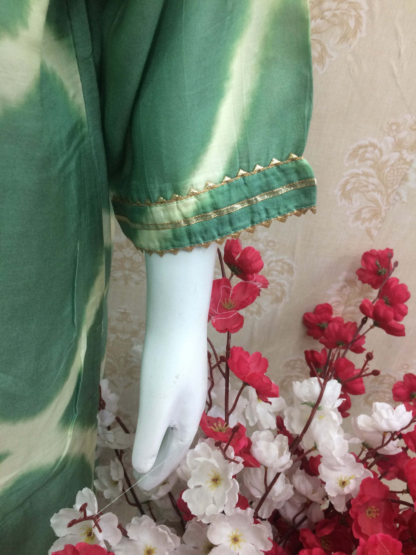 Green tie die designer Dupptta