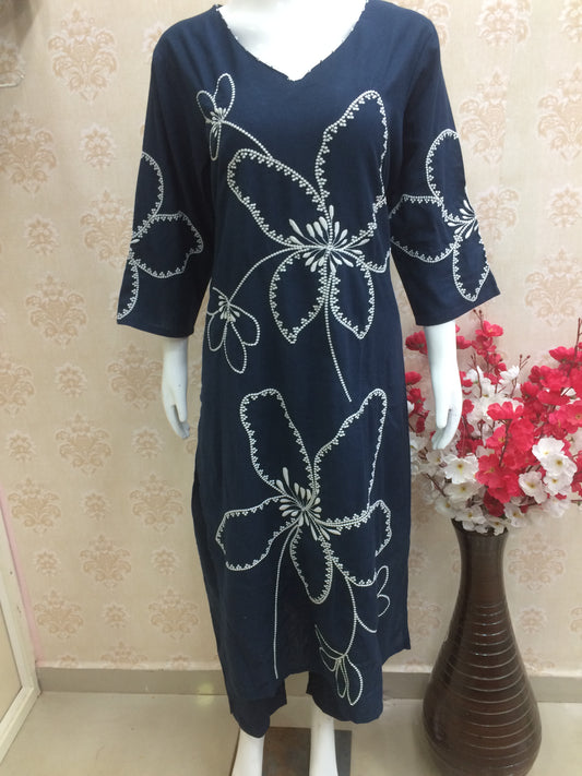 Authentic khadi with thread work embroidery