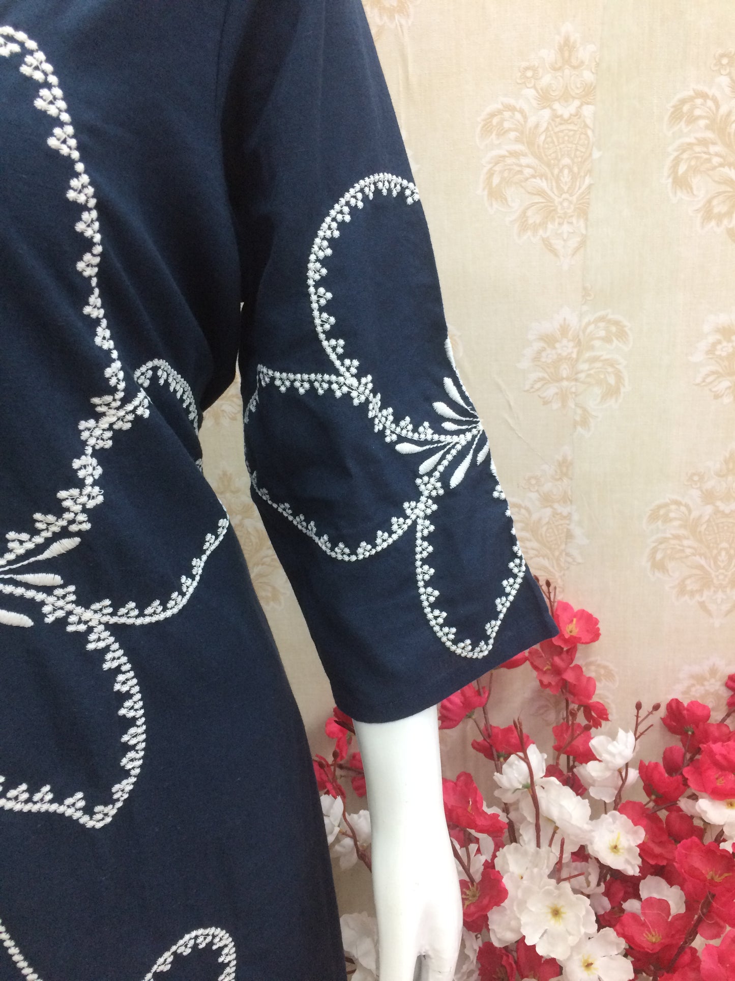 Authentic khadi with thread work embroidery