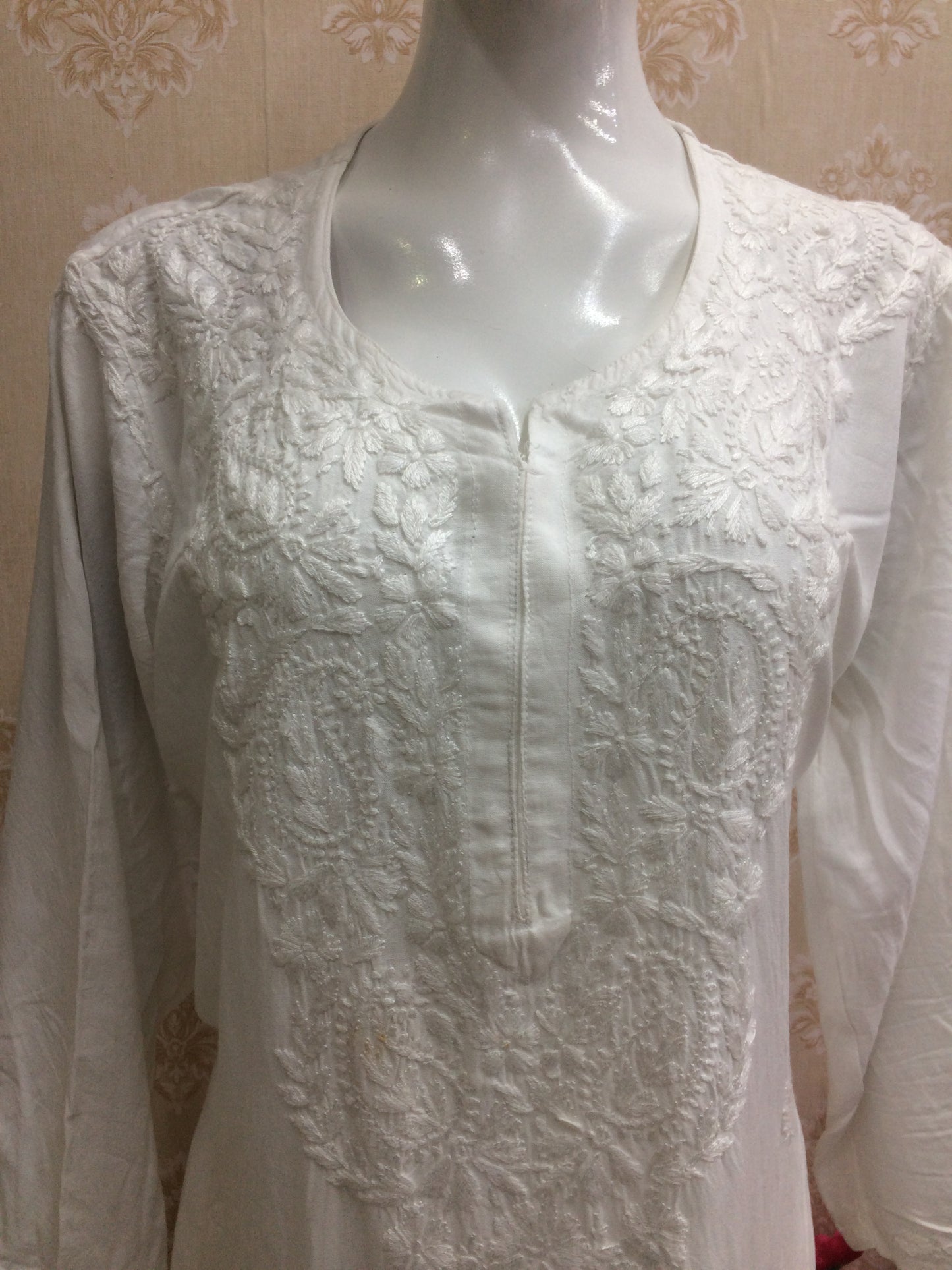 White Lucknowi 3 pcs chiffon dupatta
