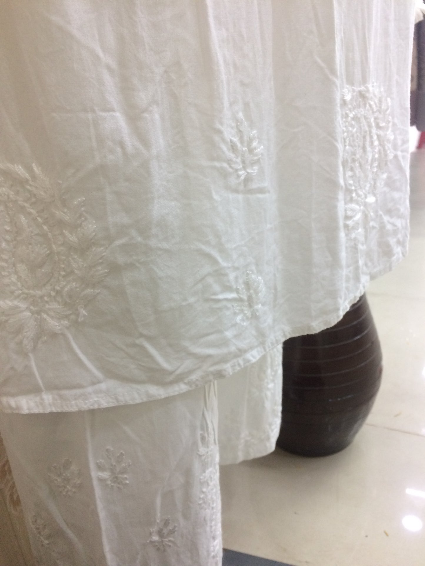 White Lucknowi 3 pcs chiffon dupatta