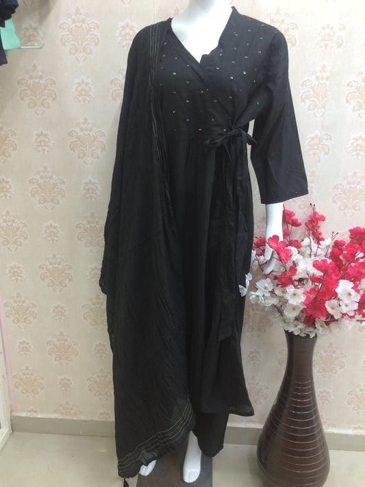 Angrakha black Mul Cotton