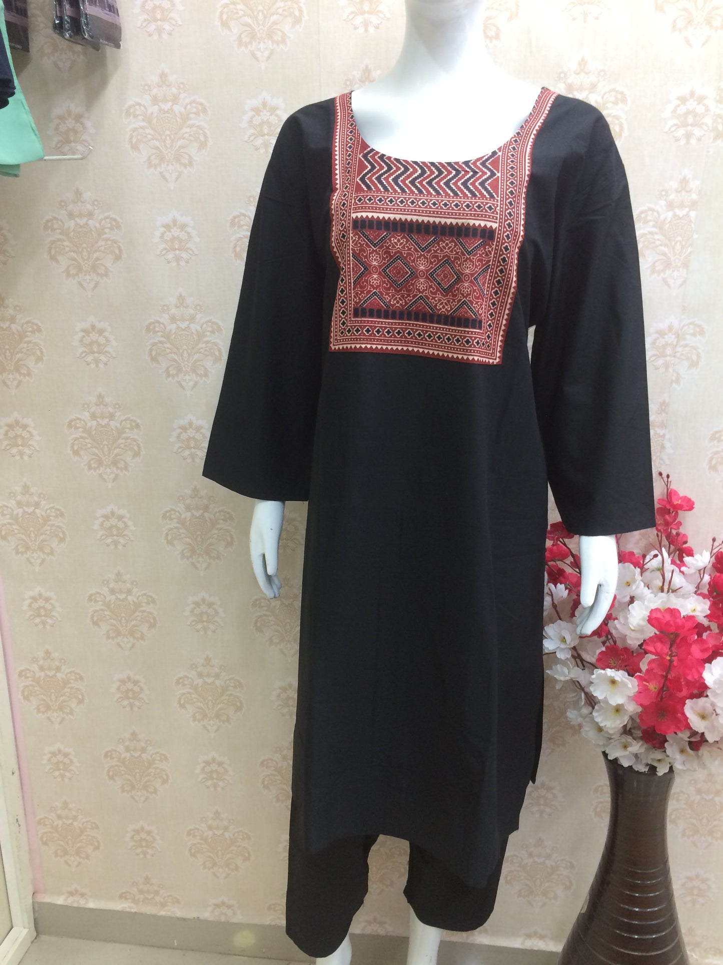 Black cotton ajrak print 2 pcs