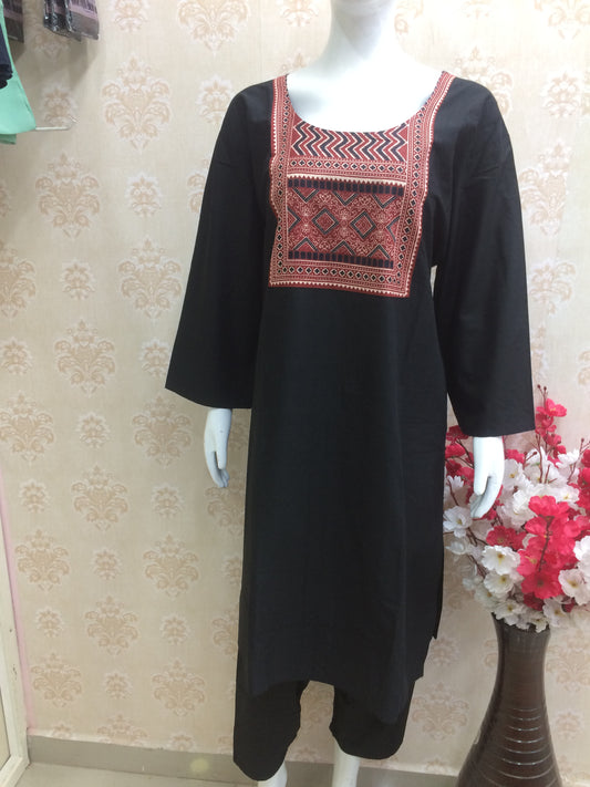 Black cotton ajrak print 2 pcs
