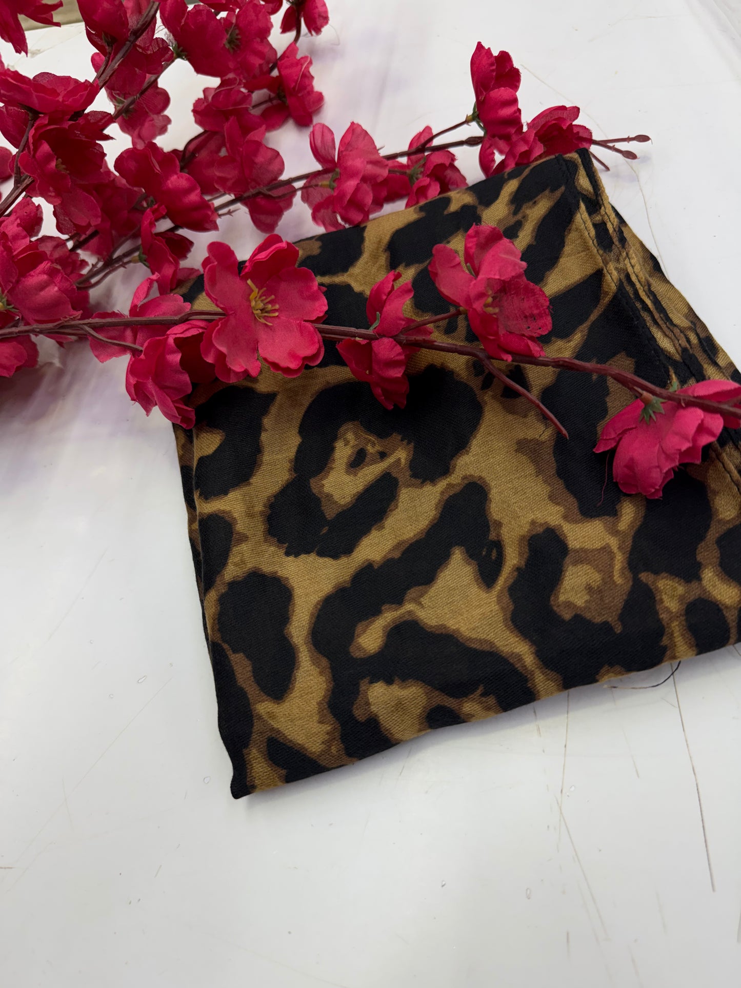 Luxury Leopard Print Scarf Brown