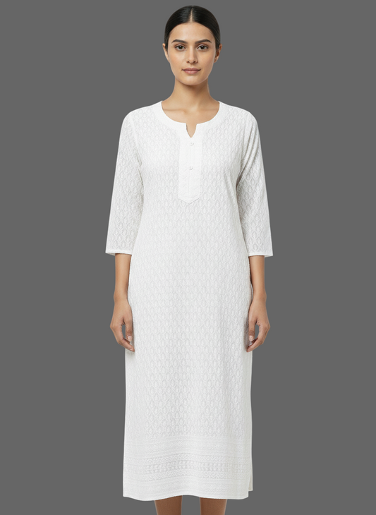 Makai chicken white kurti