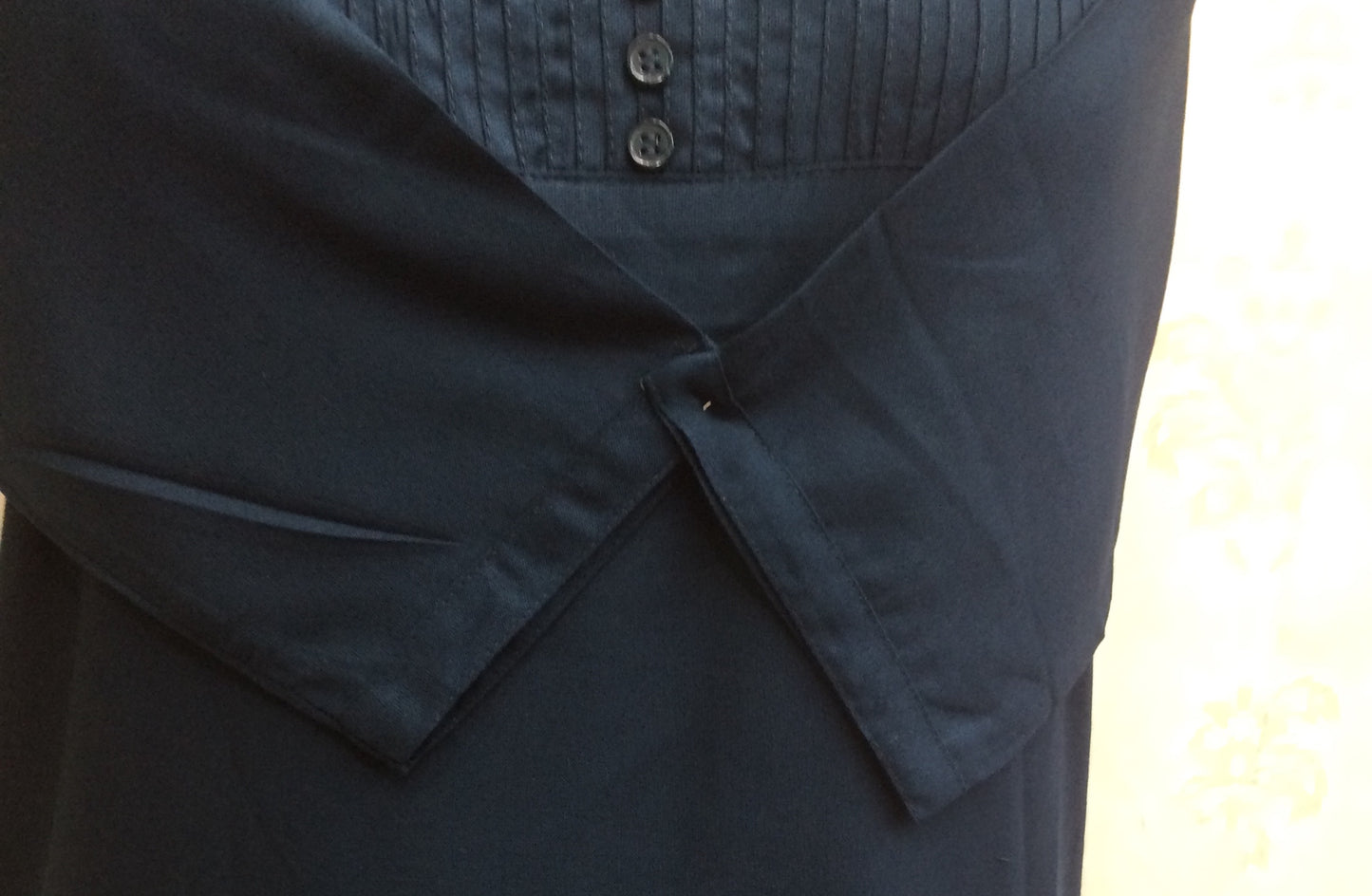 Teal blue short kurti with pleated yoke