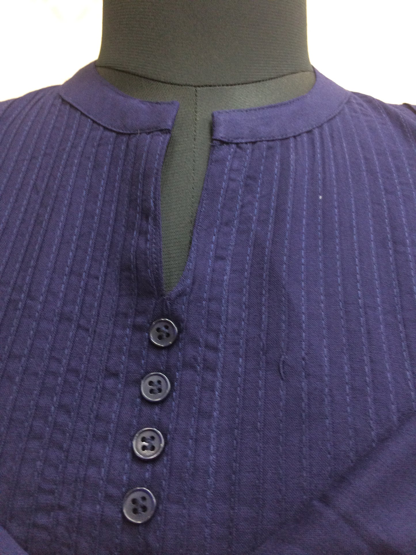 Navy blue short kurti with pleated yoke