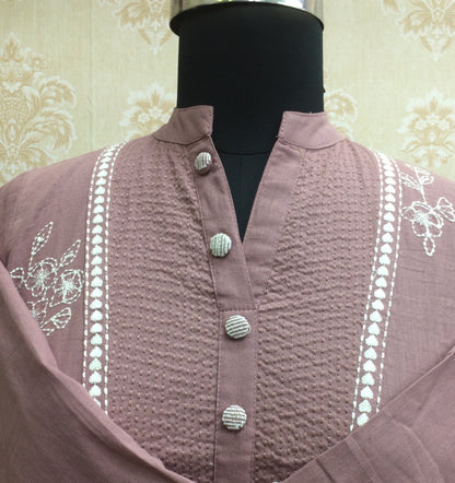 Elegant Dusty Pink Embroidered Kurti