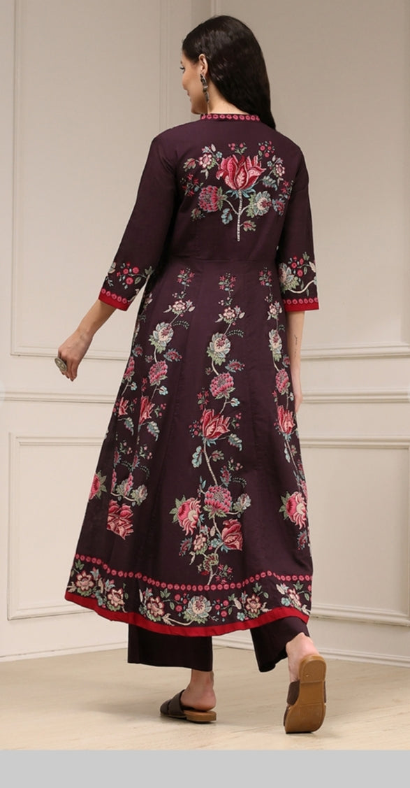 Seenu BIBA - brown anarkali style 2 pcs set