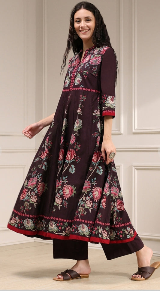 Seenu BIBA - brown anarkali style 2 pcs set