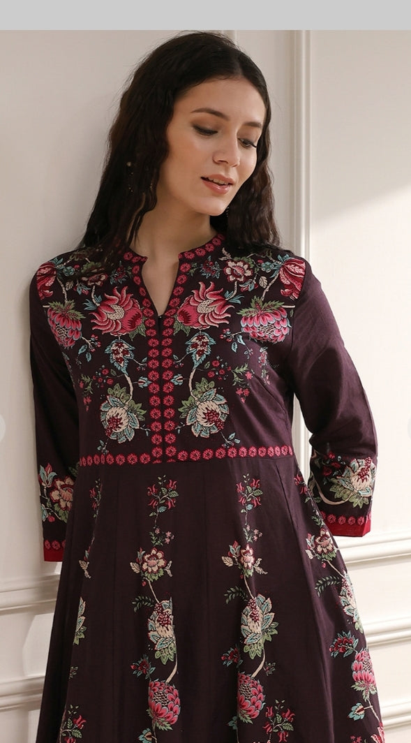 Seenu BIBA - brown anarkali style 2 pcs set