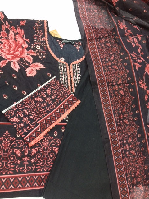 pakistani dress Black and Carrot colour