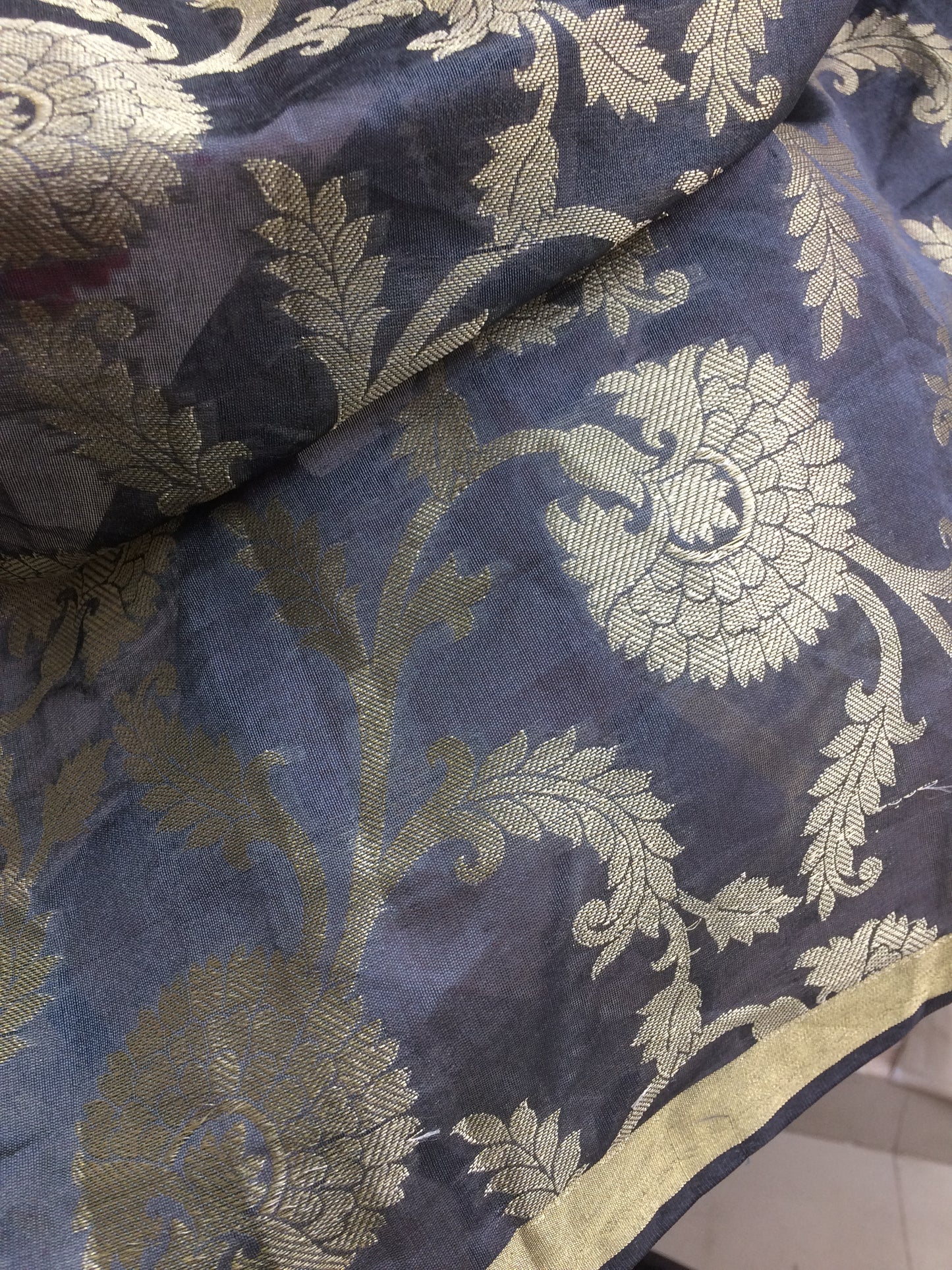 Banarasi dupatta gray and gold