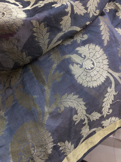 Banarasi dupatta gray and gold