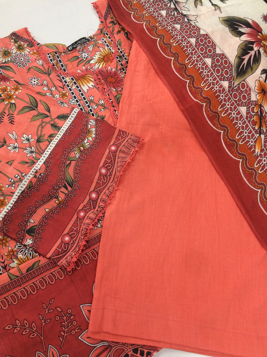 Pakistani dresses peach red