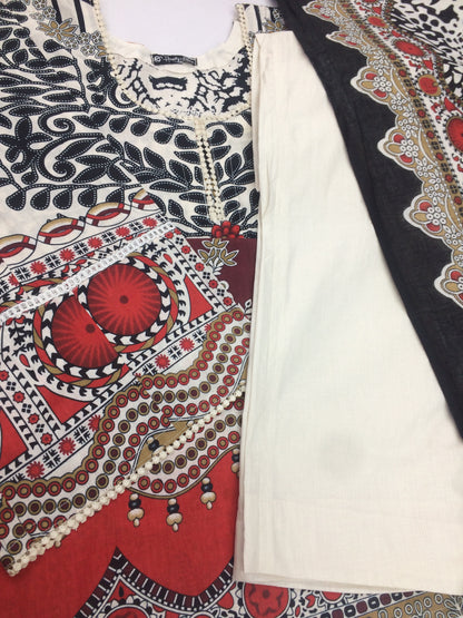 Pakistani dresses black red and off white