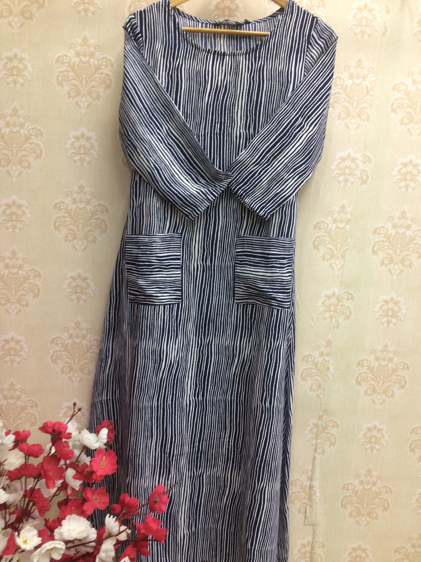 Imara blue lining kurti pockets style
