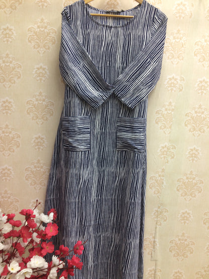 Imara blue lining kurti pockets style