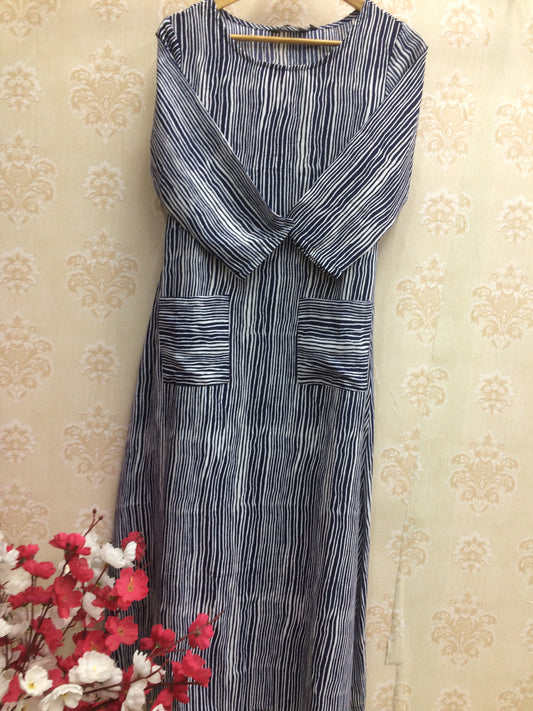 Imara blue lining kurti pockets style
