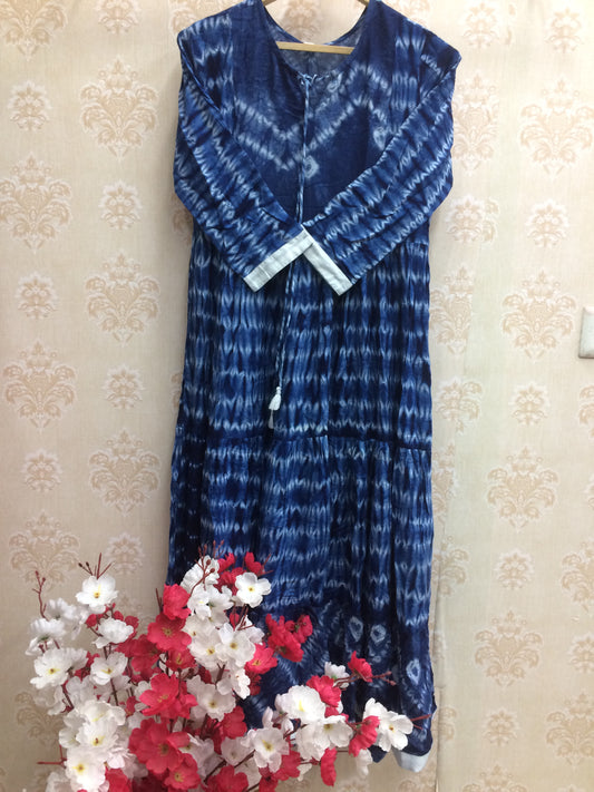 Anok - blue long tie die kurti