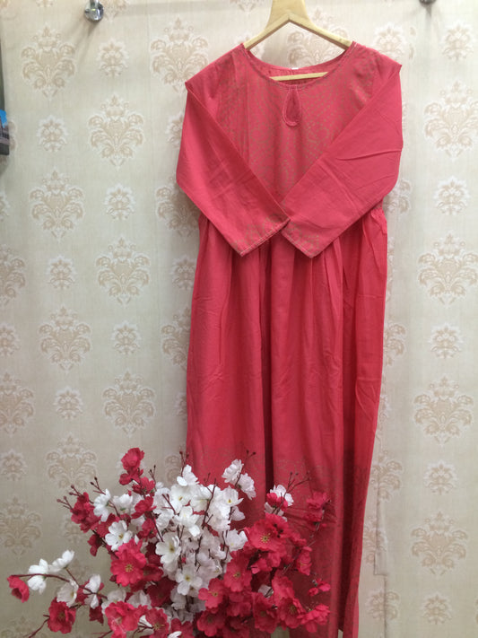 Pink aks anarkali bandhni style