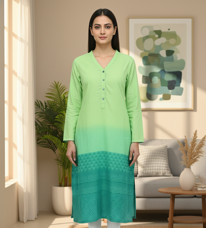 Rangriti -green and dark green shade kurti