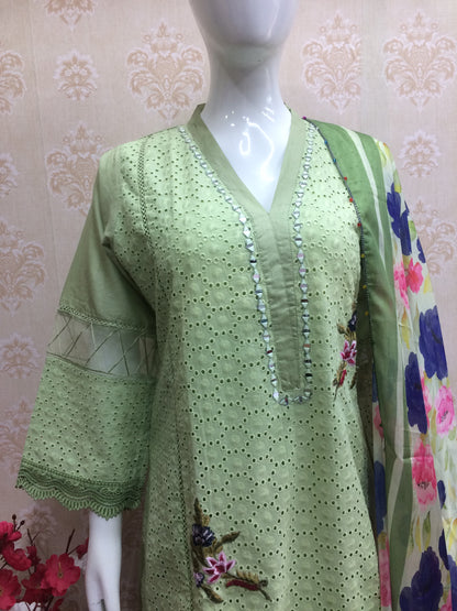 Pakistani chiffon dupatta mint green and sky blue