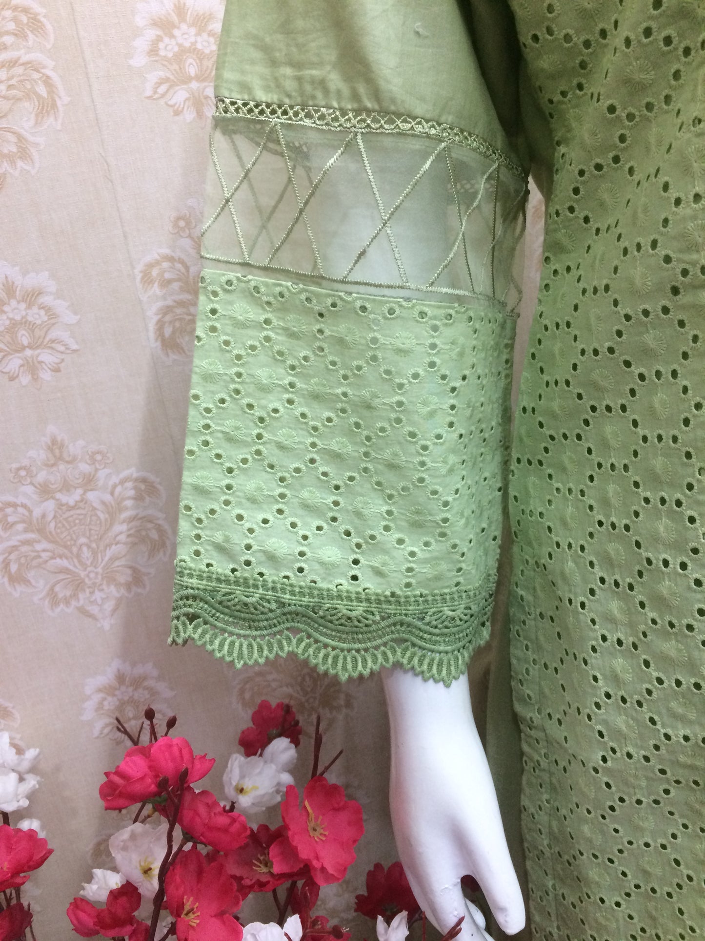 Pakistani chiffon dupatta mint green and sky blue