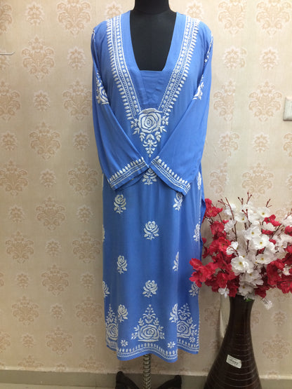 Lucknawi rayon sky blue