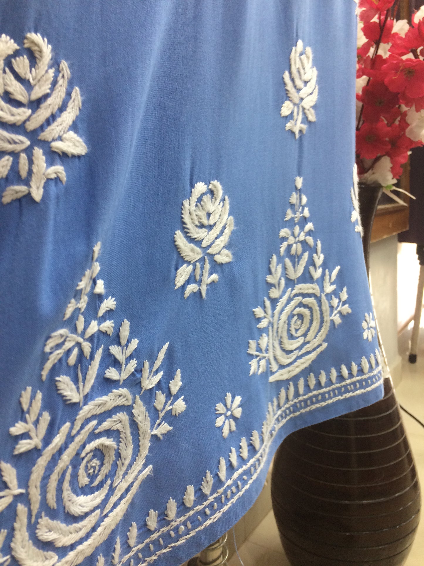Lucknawi rayon sky blue