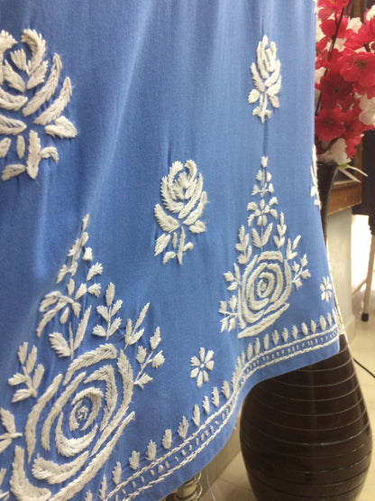 Lucknawi rayon sky blue