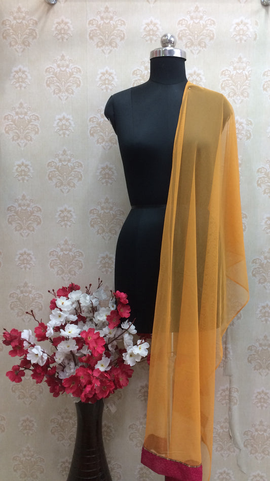 orange dupatta with pink border