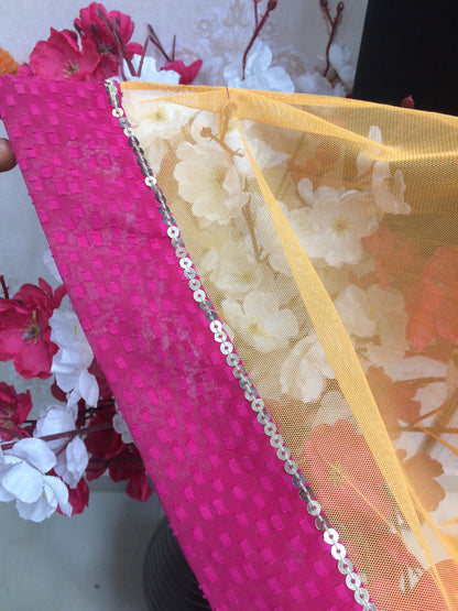 orange dupatta with pink border