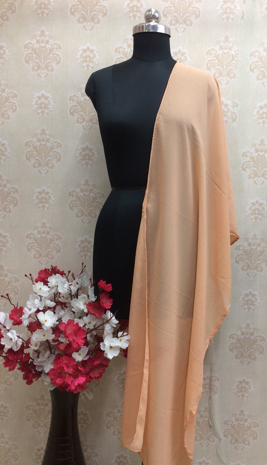 Plain Soft Peach Chiffon Dupatta | Essential Versatile Solid Color Scarf