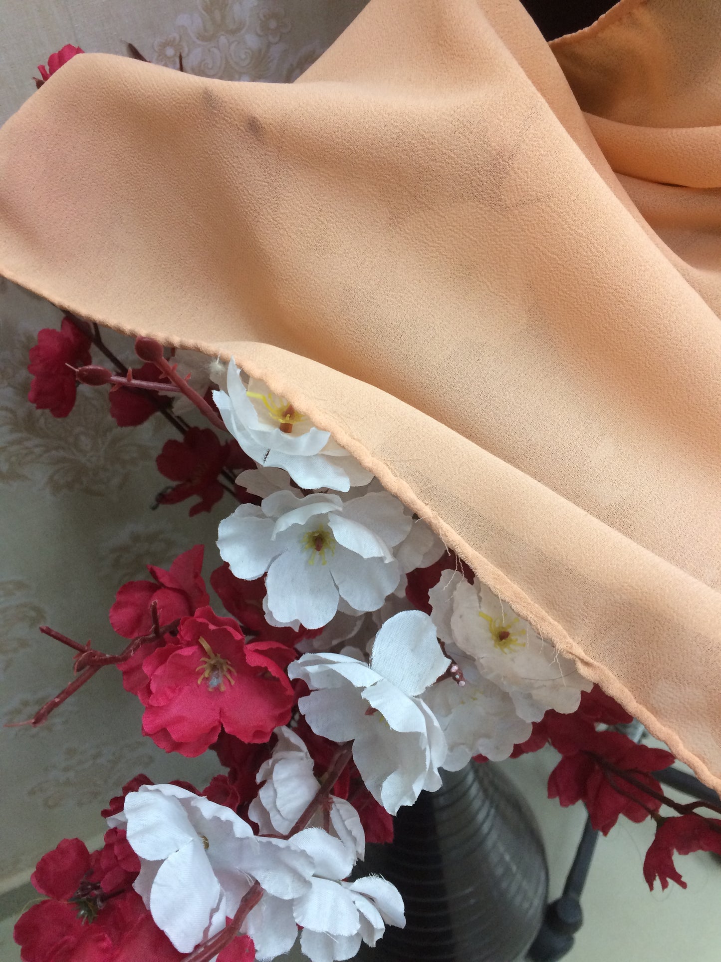 Plain Soft Peach Chiffon Dupatta | Essential Versatile Solid Color Scarf