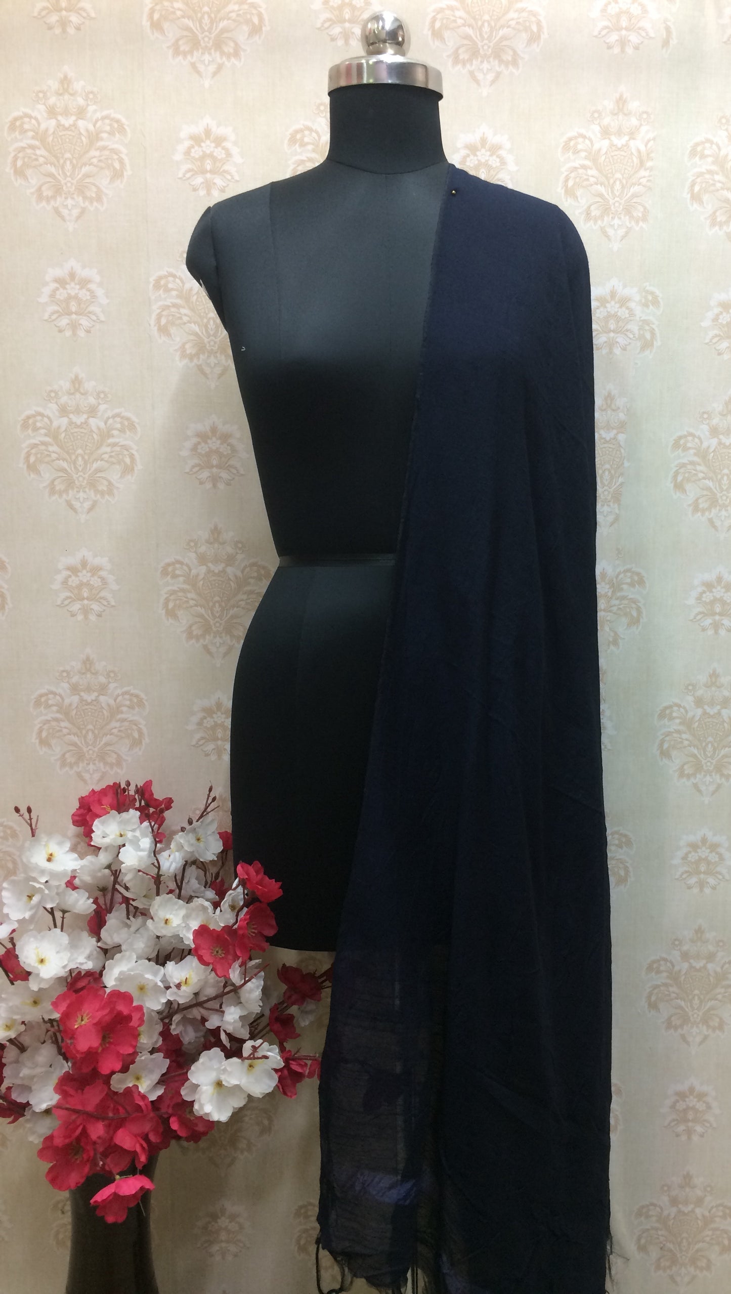 Navy Crinkle Dupatta